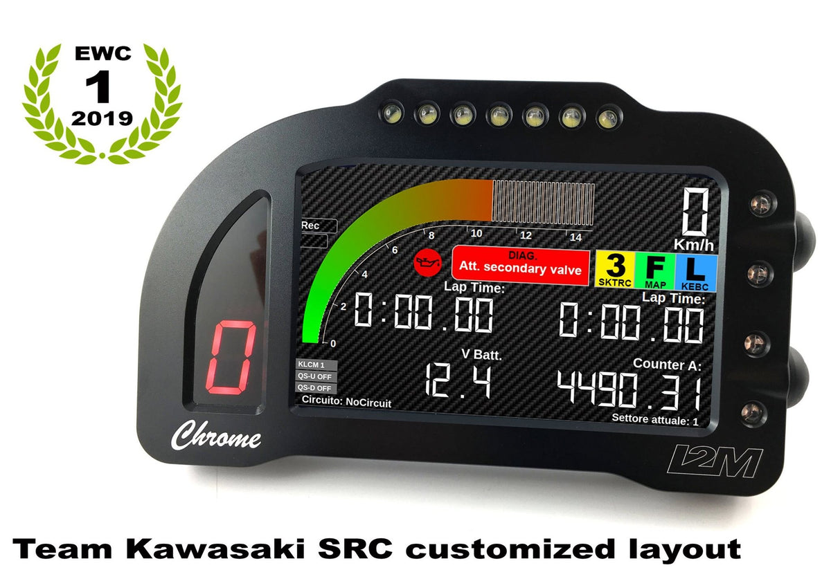 i2M Chrome PLUS Full Color 5&quot; LCD Dash &amp; GPS Lap Timer -  Plug &amp; Play - 2016-2019 Kawasaki ZX-10R