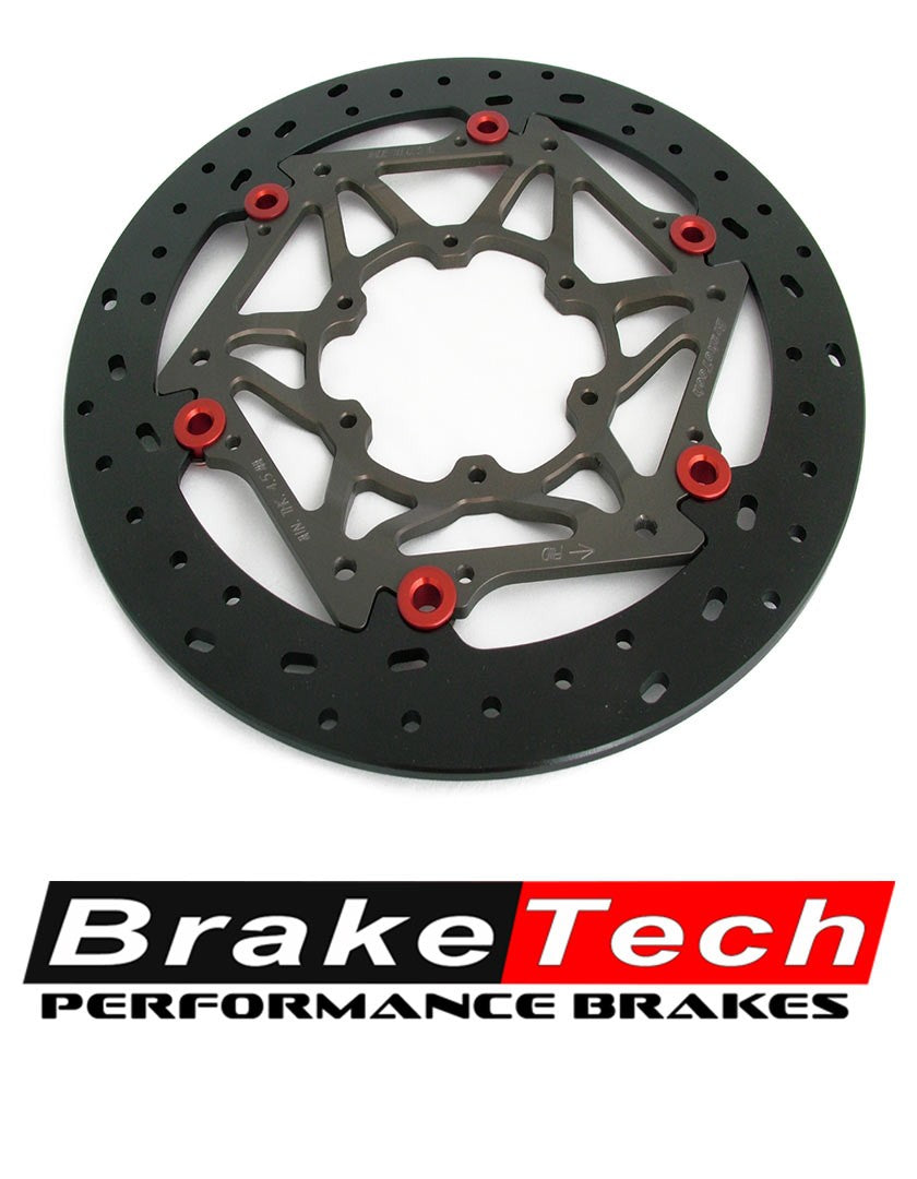 BrakeTech Ductile Iron 310mm x 5mm AXIS Over-Size Kit w/ Hard Anodized Carriers, For Ducati HyperMotard 1100 and 796