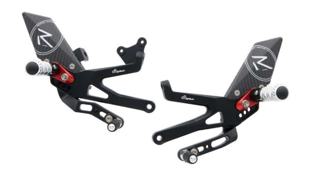 LighTech &#39;Track System&#39; Adjustable Rearsets R version Black  -  Ducati Panigale V4 / V4S / V4R