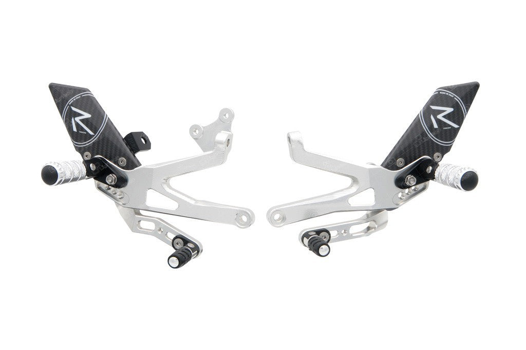 LighTech &#39;Track System&#39; Adjustable Rearsets R version Silver  -  Ducati Panigale V4 / V4S